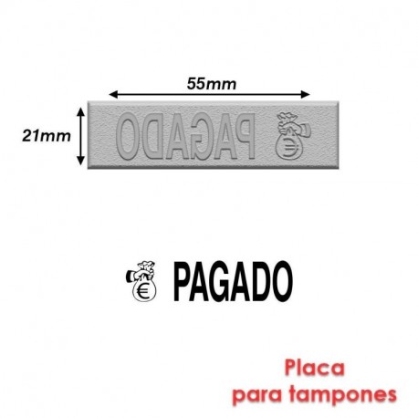 Sello de caucho para Tampón para sello 55 x 21 mm, con texto en español-Pagado