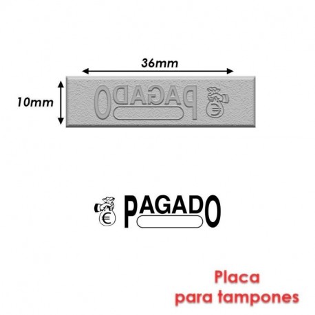 Sello de caucho para Tampón para sello, 40 x 10 mm, texto en español Pagado-2