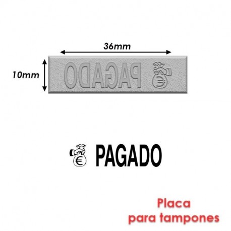 Timbre caoutchouc pour tampon encreur 40x10mm Texte Espagnol Pagado