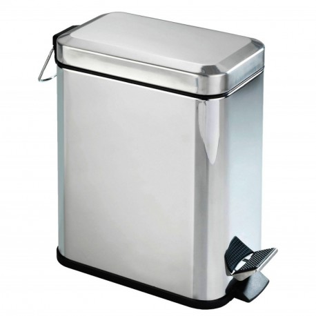 Wenko Cubo con Pedal, Acero Inoxidable, Plata Brillante, 28x14x29.5 cm