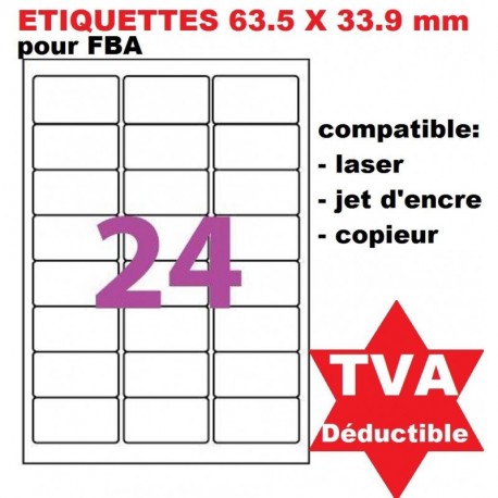 2400 Etiquetas 63,5 x 33,9 cm, 24-Etiquetas para direcciones 164 unidades, autoadhesivas, personalizables adaptado para BAF--