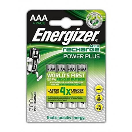 Energizer - Pilas recargables AAA 700 mAh, 4 unidades 