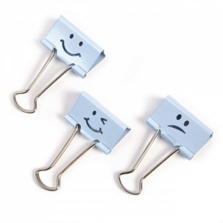 Rapesco - Caja de 20 pinzas / clips de 19mm, hasta 75 hojas en varios emojis de color azul