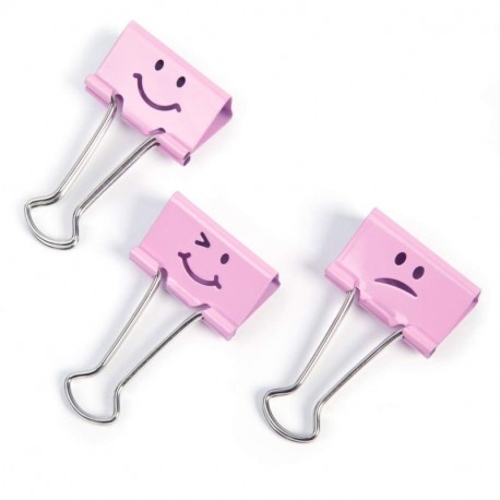 Rapesco - Caja de 20 pinzas / clips de 19mm, hasta 75 hojas en varios emojis de color rosa.