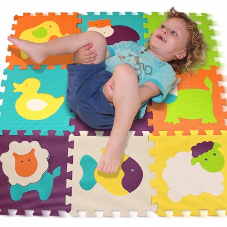 Alfombra de Juego Puzzle–Piezas de Puzzle de Encaje que Promueven el Desarrollo Sensorial Visual–Alfombra Suave para Niños–9 