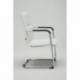 CLP Silla de Visitas con Reposabrazos Seattle, tapizada en Cuero Sintético | Silla Estilo Cantilever Acolchada, Color Blanco