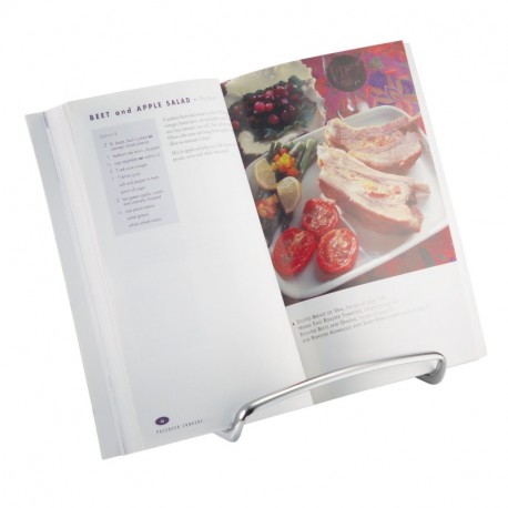mDesign - Soporte para libro de cocina, caballete para exhibir fotos, pedestal para exhibir platos decorativos - Cromado