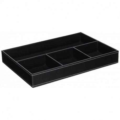 unionbasic plano 4-Slot Piel Sintética cajón bandeja Escritorio Papelería Sundries Gadget Organizador Caja de almacenamiento 