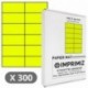 300 etiquetas adhesivas, color amarillo fluorescente de 49,5 X 105 mm, 12 etiquetas por hoja, 25 hojas de papel de colores, f