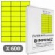 Amarillo fluorescente 600 etiquetas autoadhesivas 70 X 37 mm, 24 unidades, hoja de 25 láminas de papel adhesivo de colores, t