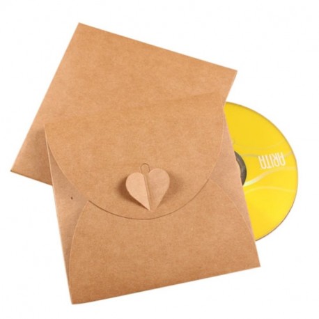 50 bolsitas sobre funda corazón regalo para CD y DVD papel kraft