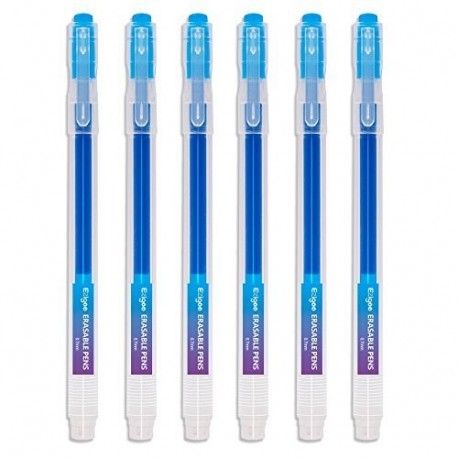 Bolígrafo Borrable Punta 0.7 mm –Bolígrafo de Tinta Borrable Recargable Azul Paquete de 6 - Ezigoo - 9BL000