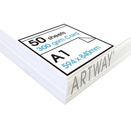Artway Studio - Cartulinas de gran calidad - Perfectas para presentaciones, exhibiciones y montajes - 300 gsm - Blanco - A1 -