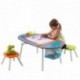 KidKraft 26956 Mesita infantil artística con pizarra, rollo de papel y taburetes de madera, muebles para salas de juego y dor