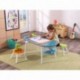 KidKraft 26956 Mesita infantil artística con pizarra, rollo de papel y taburetes de madera, muebles para salas de juego y dor
