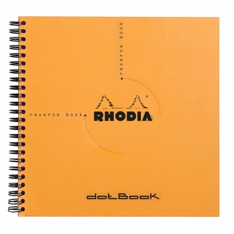 Libreta Rhodia Reverse Book, de anillas, a cuadros, 21 x 21 cm, 80 hojas, color naranja 210 x 210 mm
