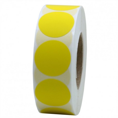 Pegatinas Hybsk™ de puntos de colores de 25 mm de color amarillo, 1.000 pegatinas por rollo, color amarillo 1 rollo