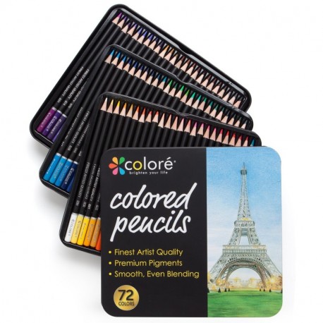 Lápices de Colores Colore – Set Premium de 72 Lápices de Colores Pre-afilados para Colorear Dibujos – Gran Complemento Artíst