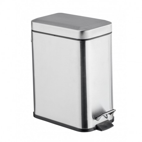 Wenko Cubo con Pedal 5 L, Acero Inoxidable, Plata, 28x14x29.5 cm