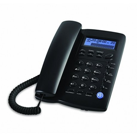 JW Y043 Corded Telephone with Speakerphone, Basic Calculater and Caller ID/Call waiting, Black