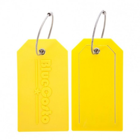 CSTOM Etiquetas de Equipaje Maleta Accesorios de Viaje +privacidad con cubierta de acero Loops -Amarillo, 2-Pack