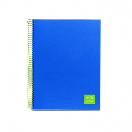 Miquelrius - Cuaderno A5, 125 hojas franjas de 5 colores , Cuadrícula 5 mm, tapa de polipropileno color azul