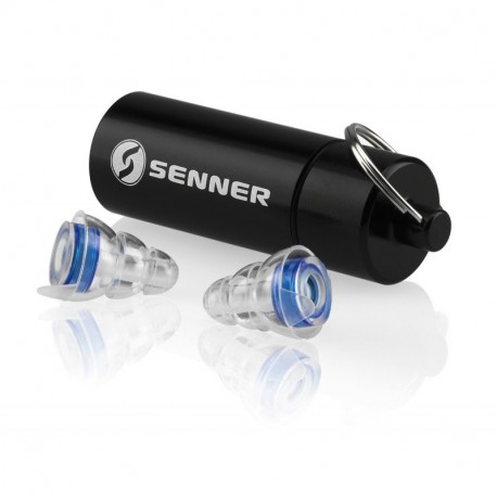 Tapones protectors de oído Senner MusicPro con caja de aluminio. 2 tamaños proporcionados. Para un uso prolongado y repetitiv
