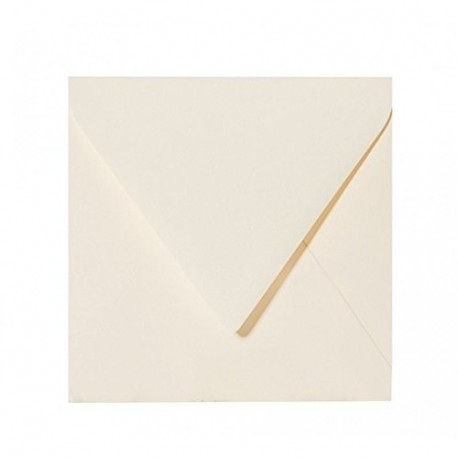 Lote de 25 sobres cuadrados color blanco marfil, 15 x 15 cm, con solapa triangular autoadhesiva, no hay que humedecer el bord