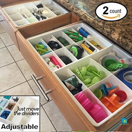 Divisores de Gavetas Ajustables de Uncluttered Designs para almacenamiento y organización de Gavetas de Utilidad en Cocina P