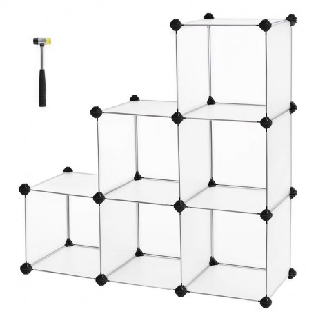SONGMICS Armario modular Plástico PP Estantería organizadora para ropa zapatos 93 x 93 x 31 cm LPC111S