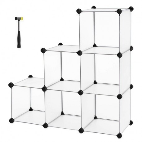 SONGMICS Armario modular Plástico PP Estantería organizadora para ropa zapatos 93 x 93 x 31 cm LPC111S