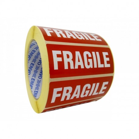 1000 Etiqueta adhesiva fragile blancas en 1,000pcs 90x35mm Rojo / roll con del texto la etiqueta - FRAGILE