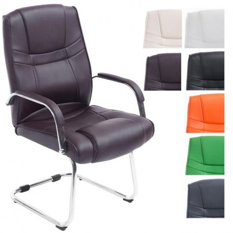 CLP Silla de Visita Attila, Modelo XXL. Silla con reposabrazos, Asiento Acolchado, tapizado de Polipiel, Estilo Cantilever y 