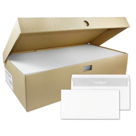 Versando - Sobres para cartas, DIN medidas 22x11 cm color blanco con/sin ventana, cierre autoadhesivo, sobres para envío