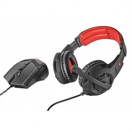 Trust GXT 784 - Pack de Auriculares Stereo y ratón Gaming, Color Negro