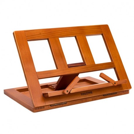 HALOViE soporte para libro Tablet iPads Book Holder Atril de lectura ajustable y plegable de madera 34 * 23.5 * 2.8cm