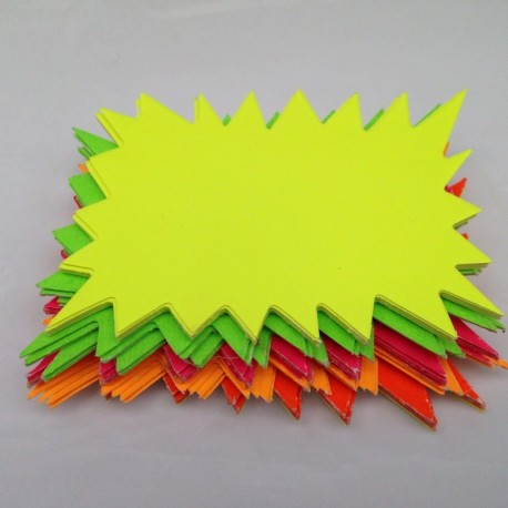 60 x neón fluorescente Estrellas – 10 cm x 7,5 cm neón surtidos Flashs Tarjetas Precio Etiquetas de pantalla Lebel Shop