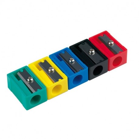 Milan - Caja 20 sacapuntas plastico Colores Surtidos Rojo, Amarillo, Verde, Negro, Azul 