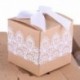 50pcs Cajas De Kraft de Regalo De Papel De Caramelo Con La Cinta Del Cordón Del Arco Del Favor De Fiesta De La Boda