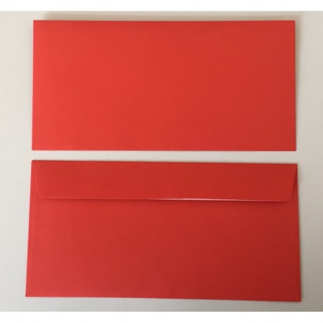 25 sobres, rojo, rojo bermellón, 220 x 110 mm, cierre autoadhesivo con tira