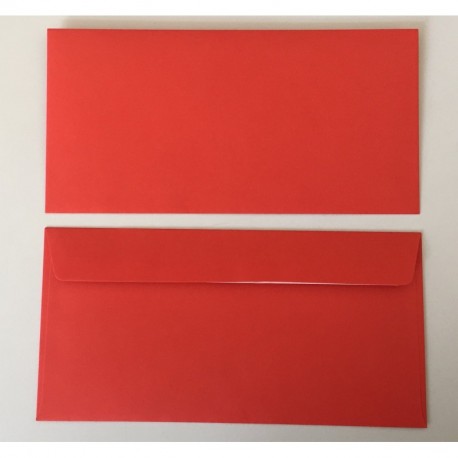 50 sobres, rojo, rojo bermellón, 220 x 110 mm, cierre autoadhesivo con tira