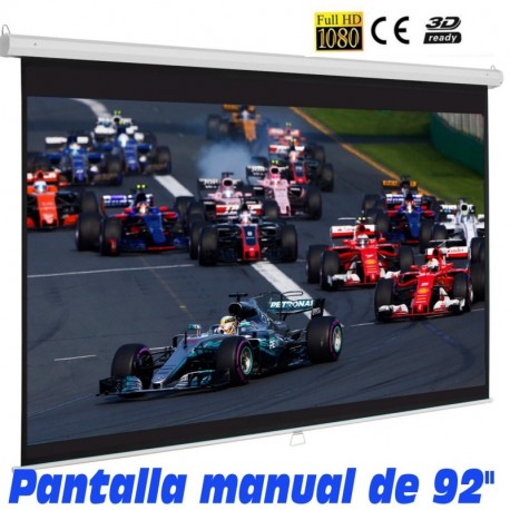 Pantalla de proyeccion manual de 92" 16:9 2,02 x 1,14 metros