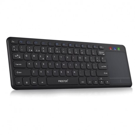 Proster 2,4 GHz Teclado Inalámbrico con Multi-touchpad QWERTY Español , All-in-One Media Ultra-slim Teclados con Ratón Tacti