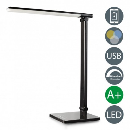 Lámpara LED de mesa USB I Cargador I Barra de LED con USB integrado I Regulador táctil I Lámpara de mesa de noche I 7 niveles