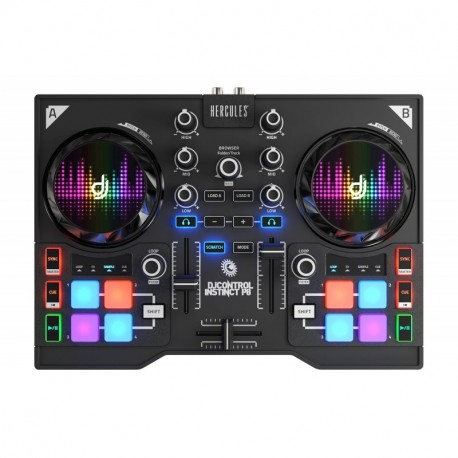 DJ Hercules DJ Control Instinct P8 - Mesa Mezclas DJ [ultraportátil con 8 Pads de Samples y Salidas de Audio para Usar con Au