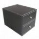 KINGFOM ™ 2 cajones, cajonera de sobremesa con asa, estructura de madera piel Documento Organizador, color negro