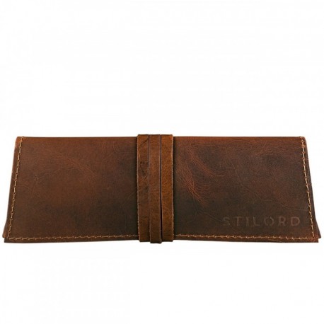 STILORD David Estuche Cuero Vintage Original Cartuchera pequeña Funda para bolígrafos Plumas lápices Estuche para Universid