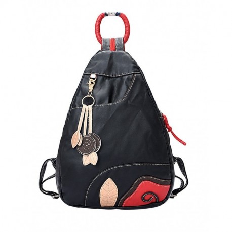 CHENGYANG Mujeres Estudiante Casual Bolso de Escuela Moda PU Cuero Mochila Bolsas de Viaje Negro