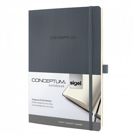 Sigel CO318 CONCEPTUM - Libreta con tapa blanda, 18.7 x 27 cm, cuadriculado, color gris oscuro