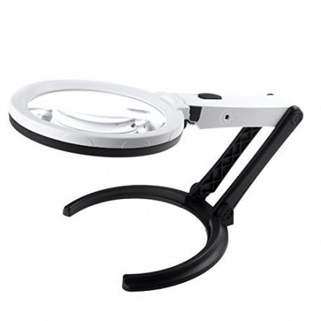 KKmoon Lupa 10 * Luz de LED Lente de lupa de tipo de lámpara de escritorio de mano y plegable 2x 120mm 5x 28mm para leer arre